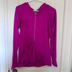 Athleta Pink 1/2 Zip, Hooded Jacket, Jogging, Workout, Layering, Sz L